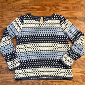 Skovhuus Medium Blue and White Patterned Women's Sweater Denmark